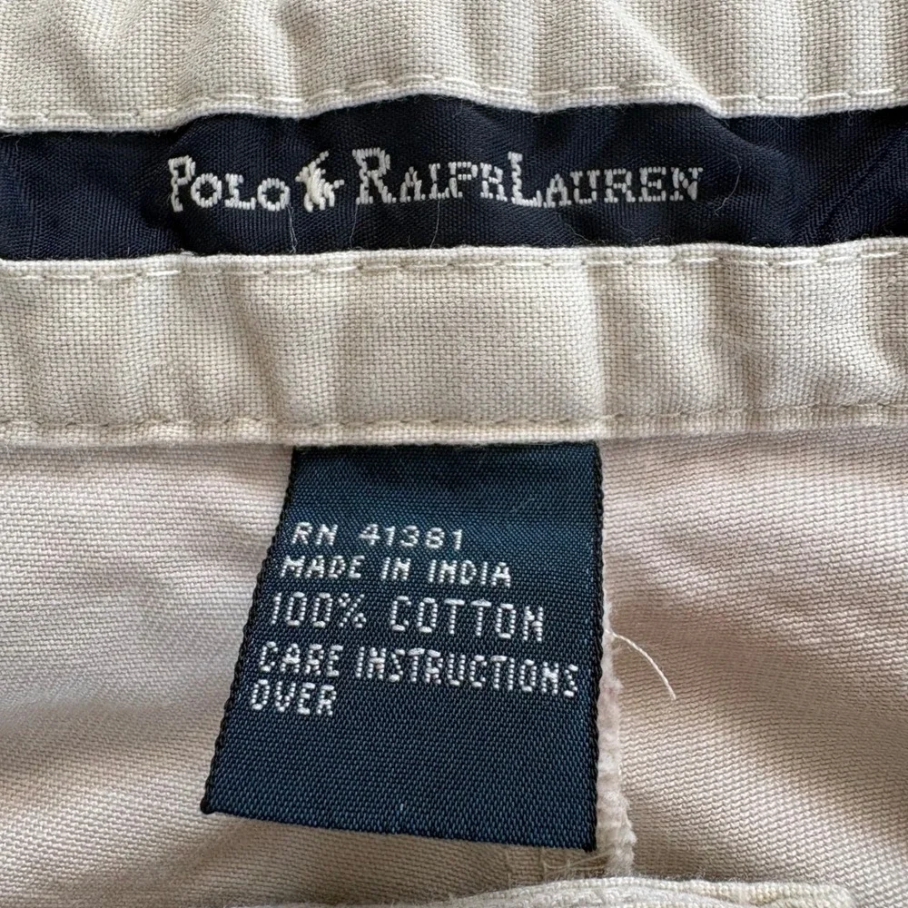Vtg 90s Polo Ralph Lauren Pleated Chino Pants Beige Khaki 36x32 Baggy Skater